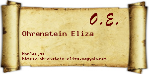 Ohrenstein Eliza névjegykártya